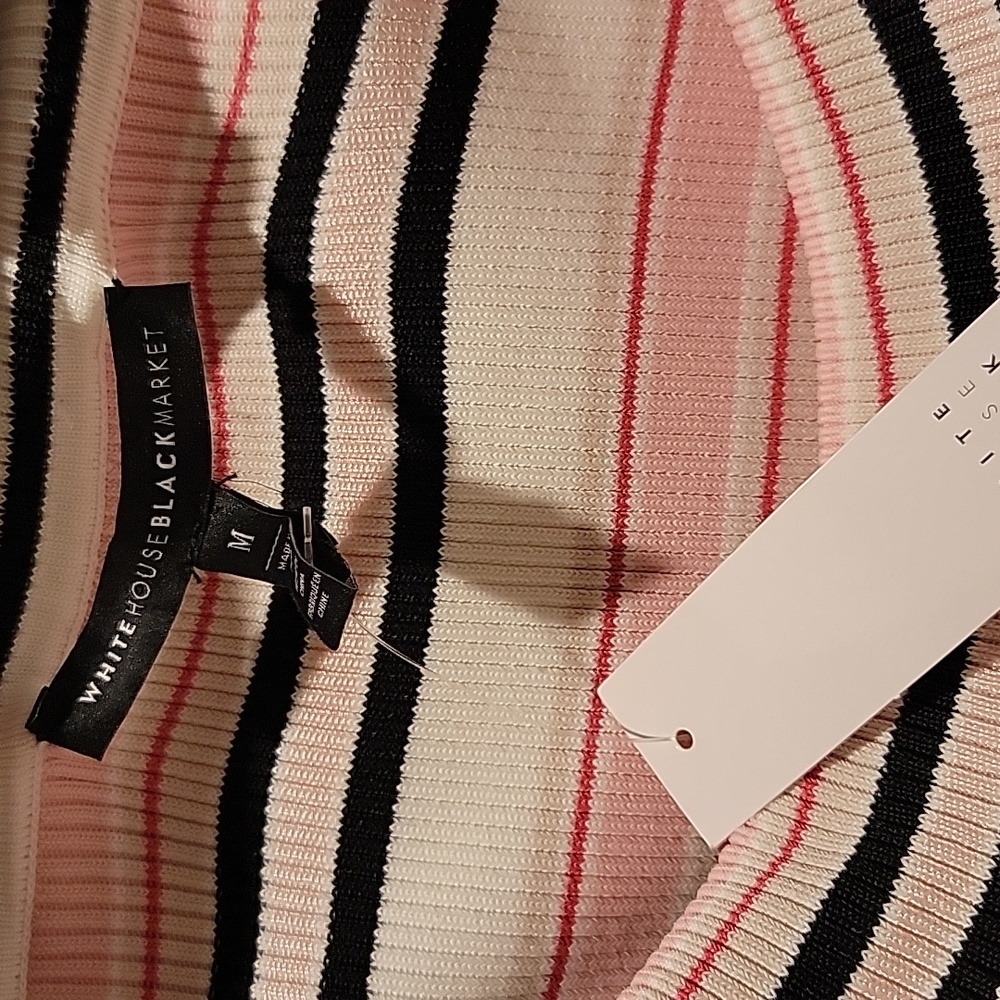 White House Black Market cowl neckline striped sweater top NWT - Picture 2 of 4